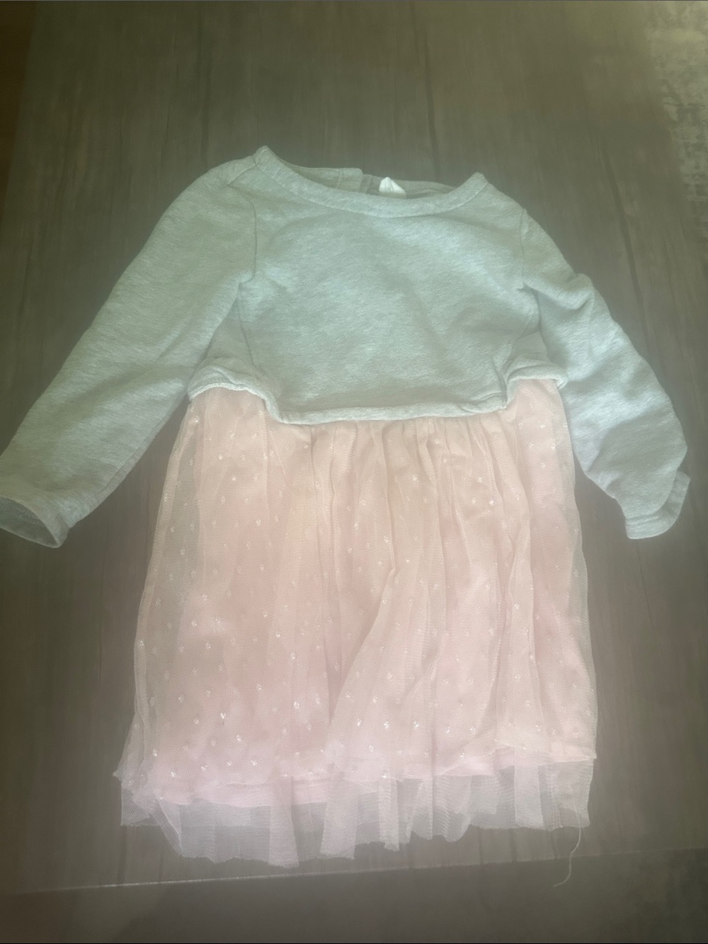 GAP Gray Sweatshirt Top with Pink Tulle Skirt Dress